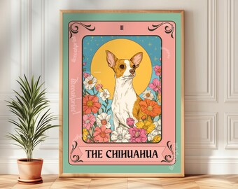 Wydruk karty tarota Chihuahua – Fantastyczna sztuka dla miłośników psów