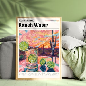 Ranch Water Druck - Cocktail Wandkunst - Süßer Barwagen Kunst - Klassischer Cocktail Drucke - Texas Wandkunst - Westernküche Druck