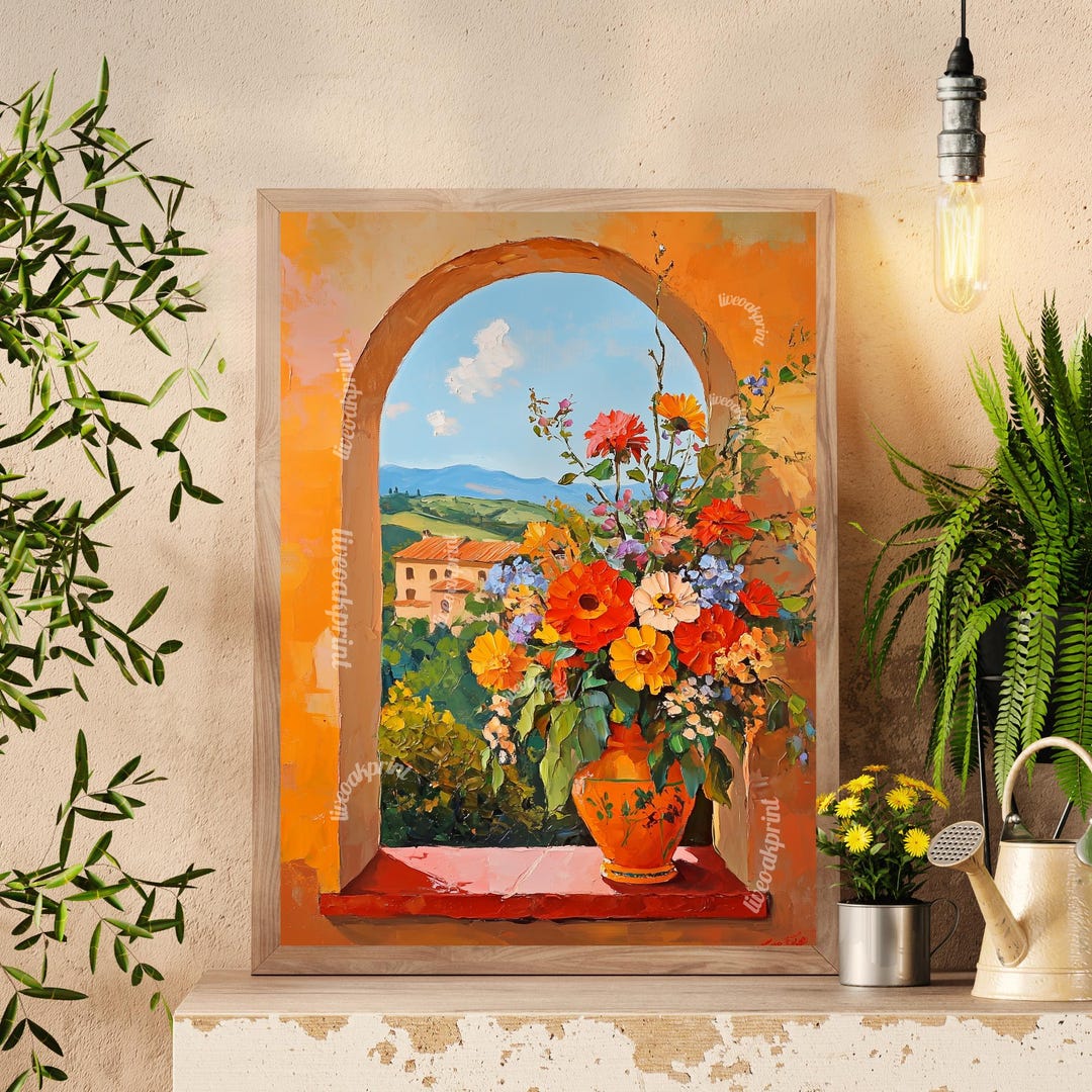 Tuscan Floral Print – Italian Still Life, Villa View - Etsy