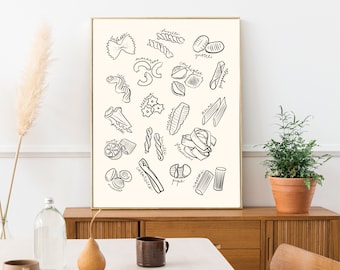 Pastabilities - Pasta Print - Types of Pasta Print - Pasta Night Print - Pasta Kitchen Print - Cute Kitchen Decor - Cooking print