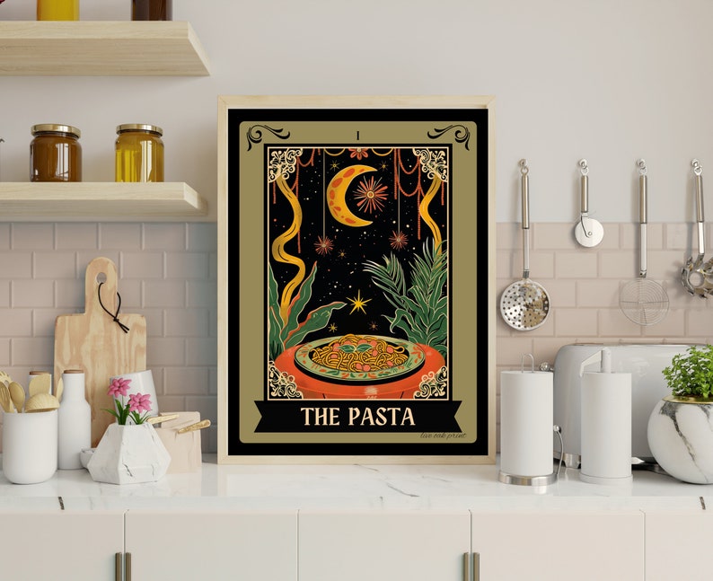 The Pasta Tarot Card - Pasta Kitchen Sign - Witchy Kitchen Art - Witchy Kitchen Sign - Pasta Bar Sign - Pasta Lover Gift - Pasta Art Print bild 4