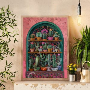 Cactus Print  - Western Wall Decor - Boho Cowgirl Wall Art - Maximalist Cactus Art - Western Decor - Maximalist Botanical Print - Cowboy