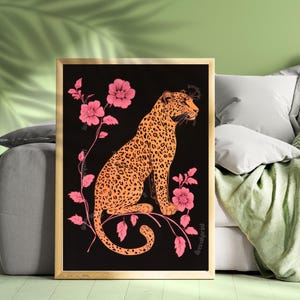 Pink and Black Leopard Wall Art - Maximalist Animal Print - Funky ...