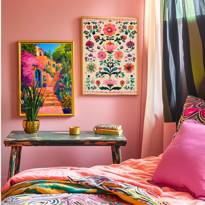 Vintage Mexican Art Print - Mexico Travel Decor Maximalist Wall Art ...