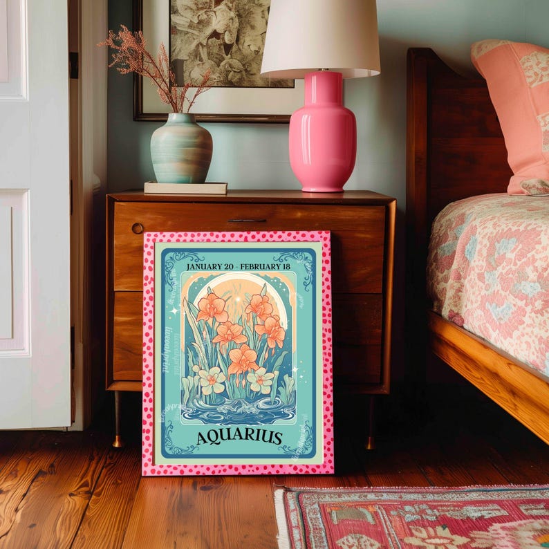 Waterman Tarot Print – Waterman cadeau, Waterman Art Print dierenriem kunst aan de muur astrologie decor lucht teken muur afdrukken januari verjaardagscadeau afbeelding 2