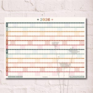 Planificador de pared Boho Earth Tones 2026 - Planificador de paisajes / Planificador anual 2026 / Planificador mensual 2026 / Planificador de pósteres