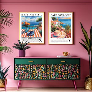 Café con Leche Wall Art - Spanish Kitchen Decor Spain Coffee Print Mediterranean Wall Art Spain Travel Poster Coffee Lover Gift Spain Gift image 3