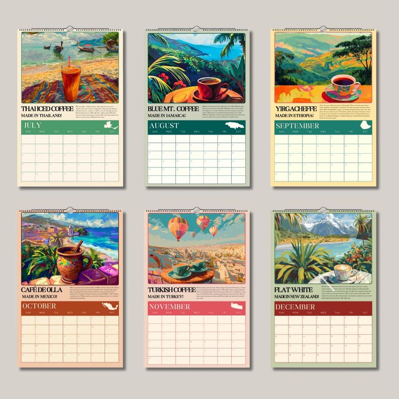 2025 Calendar Coffee Around the World Wall Calendar 2025 Travel