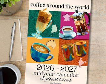 Mid Year Coffee Kalender 2026-2027 - Global Brauereien Wandplaner (Juli Start)