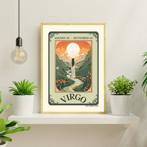 Virgo Tarot Print - Virgo Print - Virgo Zodiac Wall Art - Virgo Wall Art - Zodiac Art - Virgo Star Sign - September Birthday Gift