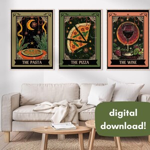 Cartas de Tarô de Comida Italiana - DOWNLOAD DIGITAL | Estampas de Cozinha - Cartas de Tarô de Comida - Estampa de Comida Italiana - Decoração de Cozinha de Bruxa