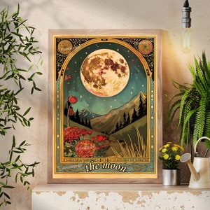 The Moon Tarot Card - Mystical Moon Print - Enchanting Moon Print - Sun Moon Star - Sun Moon and Star - Sun Moon Print - Tarot Decor