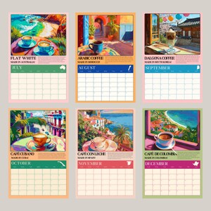 Calendario de Café de Medio Año 2026-2027 – Planificador Mural Global Brews (Inicio en julio) imagen 8