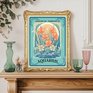 Waterman Tarot Print – Waterman cadeau, Waterman Art Print dierenriem kunst aan de muur astrologie decor lucht teken muur afdrukken januari verjaardagscadeau afbeelding 1