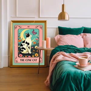 Cow Cat Tarot Card Wall Art – Cow Cat Artwork Black and White Cat Poster Witchy Cat Decor Moo Cat Wall Art Gift Cow Cat Gift Idea bild 9