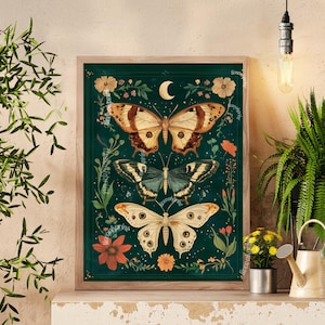 Emerald Green Vintage Scientific Butterfly Print - Lunar Moth Wall Art ...