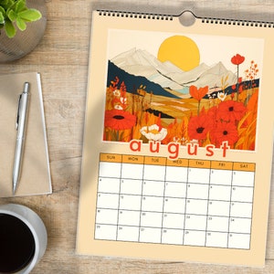 2024 Kalender Wandkalender 2024 Seizoenskunst Bergwandkalender Boho Kunstkalender Kleine Kalender Natuurliefhebber Cadeau afbeelding 8