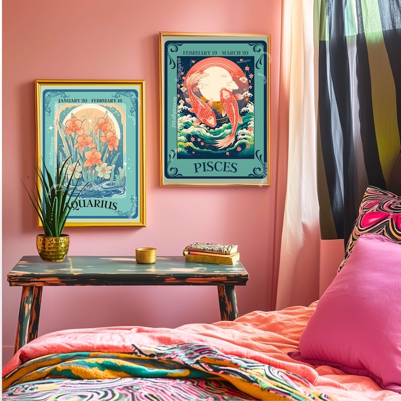 Waterman Tarot Print – Waterman cadeau, Waterman Art Print dierenriem kunst aan de muur astrologie decor lucht teken muur afdrukken januari verjaardagscadeau afbeelding 3