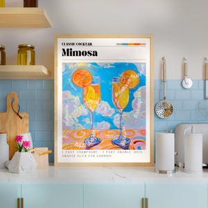 Mimosa-print - Mimosa-muurkunst - barwagendecor - klassieke cocktailprints - mimosa-muurdecoratie - cocktailkunstset - brunchmuurkunst