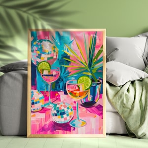 Disco Cocktail Print - Maximalist Bar Dekor - Trendige Kunst - Wohnheim Dekor - Wohnung Dekor - Cocktail Print - Disko Dekor - Funky Art