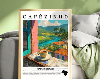 Cafezinho Wall Art - Brazilian Coffee Print Brazil Kitchen Decor Latin American Coffee Poster Cozy Cafe Art Brazil Travel Wall Art