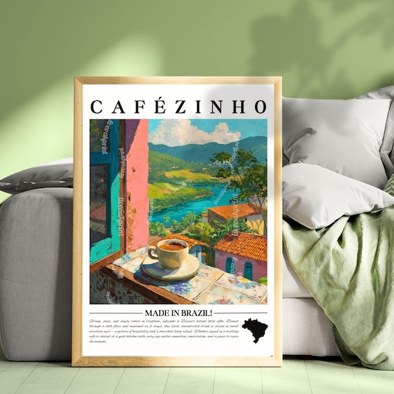 Cafezinho Wall Art - Brazilian Coffee Print Brazil Kitchen Decor Latin American Coffee Poster Cozy Cafe Art Brazil Travel Wall Art