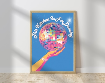 Ta kuchnia jest do tańca - Wydruk Disco - Kuchnia Disco - Sztuka kuchenna z lat 60. i 70. - Plakat do kuchni retro - Wydruk do kuchni retro