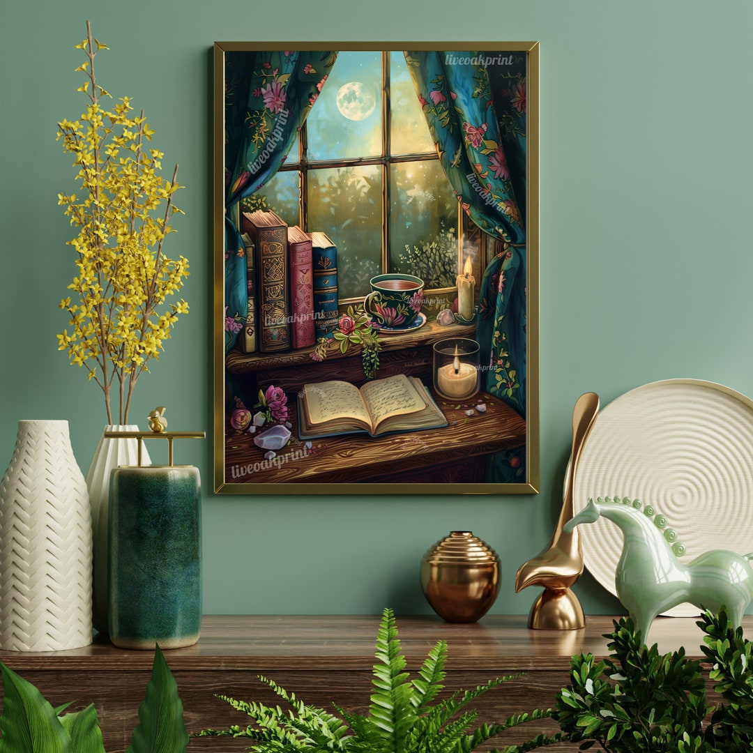 Cottagecore Reading Whimsical Spring Reading Nook - Reading Print - Cozy Cottagecore Print ...