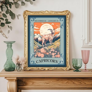 Capricorn Tarot Print – Capricorn Gift, Zodiac Wall Art Astrology Decor Ambitious Earth Sign Poster January Birthday Capricorn Art Print