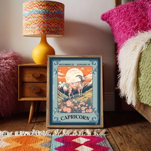 Capricorn Tarot Print – Capricorn Gift, Zodiac Wall Art Astrology Decor Ambitious Earth Sign Poster January Birthday Capricorn Art Print image 6