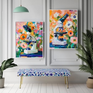 Science Wall Art Set Of 2 - Gift For Science Teachers Wall Decor Science Gift Ideas Microbiology Wall Art Scientist Chemistry Wall Decor