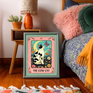 Cow Cat Tarot Card Wall Art – Cow Cat Artwork Black and White Cat Poster Witchy Cat Decor Moo Cat Wall Art Gift Cow Cat Gift Idea bild 8