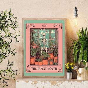 The Plant Lover Tarot Card - UNFRAMED - Plant Mom Tarot Print - House Plant Art - Potted Plant Wall Art - Plant Wall Decor