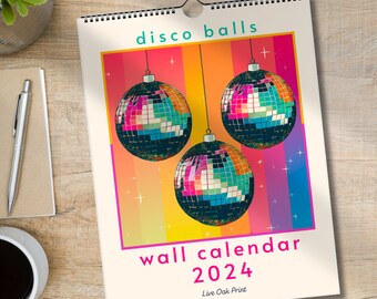 2024 Disco Ball Calendar - SMALL Wall Calendar 8.5 x 11 inches - PLEASE look at dimensions before ordering!!!