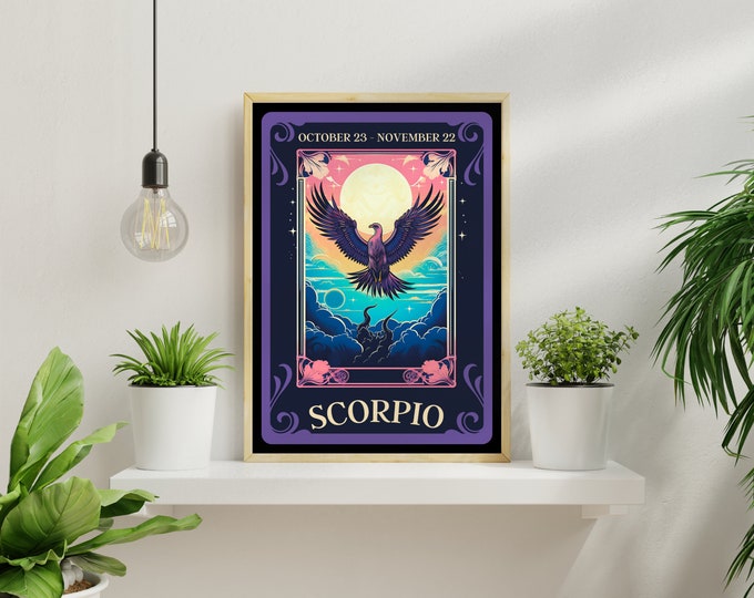 Scorpio Tarot Print (No Border Version) - Scorpio Zodiac Art - Scorpio Astrology Print - Scorpio Art - Scorpio Print