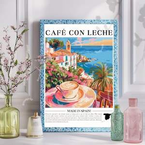 Café con Leche Wall Art - Spanish Kitchen Decor Spain Coffee Print Mediterranean Wall Art Spain Travel Poster Coffee Lover Gift Spain Gift image 6