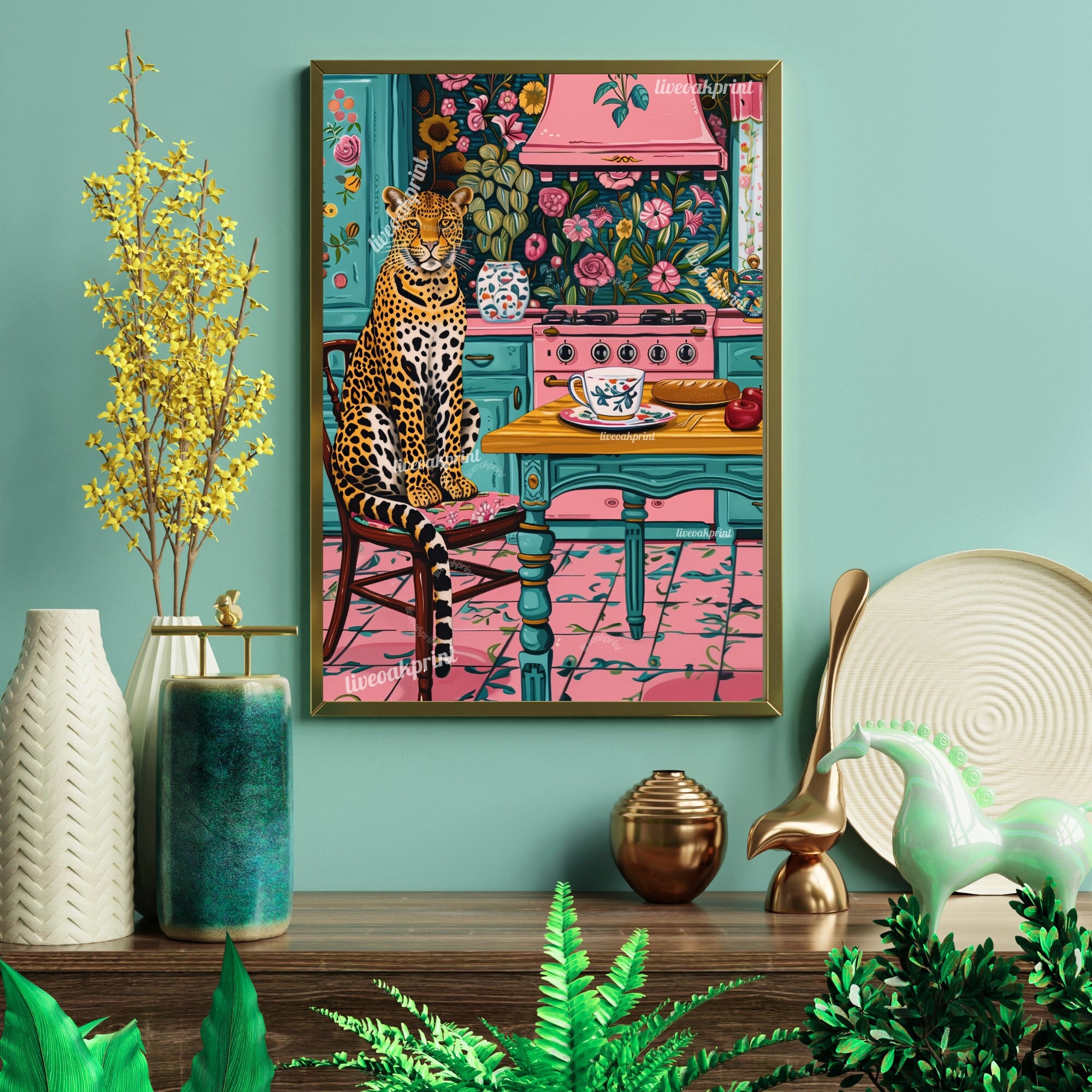 Leopard Kitchen Print - Vintage Maximalist Jungle Wall Art - Etsy
