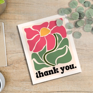 Thank You Cards - Pack of 10 Thank You Notecards - Flower Thank You Cards - Simple Boho Stationary
