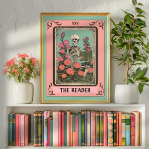 The Reader Tarot Print - Reader Tarot Card - Reading Nook Decor - Gift For Book Lover - Witchy Reading Nook Art - Book Merch Booktok
