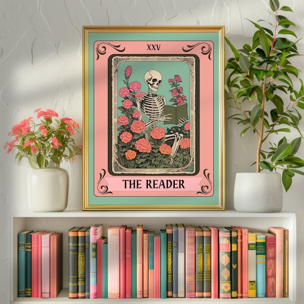 The Reader Tarot Print - Reader Tarot Card - Reading Nook Decor - Gift For Book Lover - Witchy Reading Nook Art - Book Merch Booktok