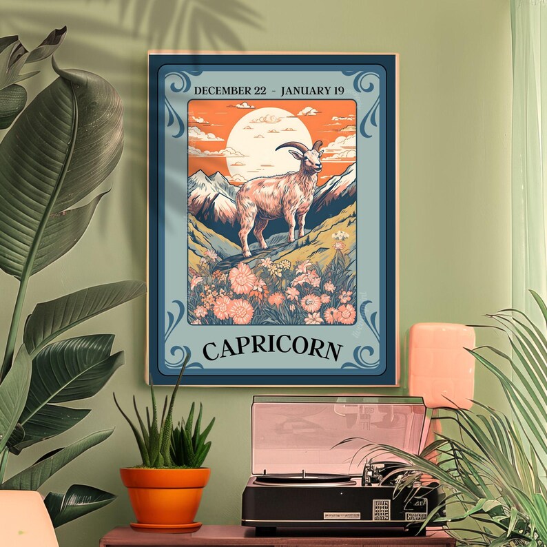 Capricorn Tarot Print – Capricorn Gift, Zodiac Wall Art Astrology Decor Ambitious Earth Sign Poster January Birthday Capricorn Art Print image 8