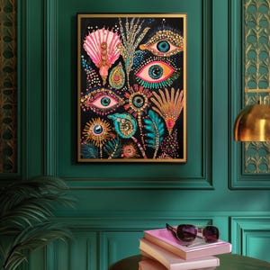 Unterwasser Augen Kunstdruck – Surreales Ozean Dekor – Küstenauge Wandkunst – Funky Mermaidcore Poster – Maximalist Meer Druck – Dopamin Dekor