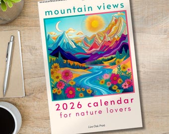 2026 Mountain Views Wall Calendar - Colorful 2026 Calendar - Nature Lover Gift Idea