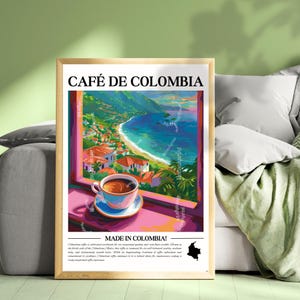 Café de Colombia Wall Art - Colombian Coffee Print Colombia Kitchen Decor South American Coffee Poster Colombia Gift Ideas Colombian Art
