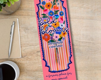 Birthflower Perpetual Calendar - Colorful Forever Calendar, Birthday Calendar Date Organizer Undated Calendar for Special Dates
