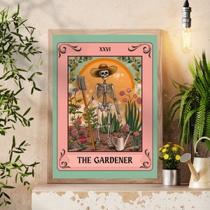 The Gärtnerin Tarot Karte - UNGERAHMT - Plant Mom Tarot Druck - Garten Wandkunst - Blumen Gartenarbeit Geschenk