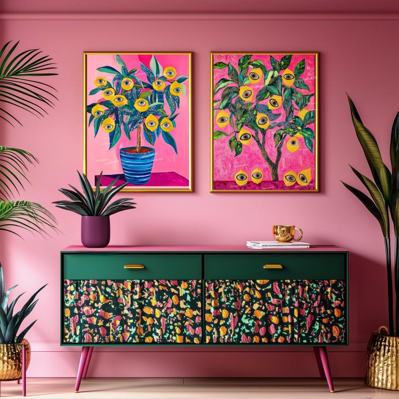 All Seeing Lemon Wall Decor - Lemons Tree Surreal Wall Art Funky Fruit ...