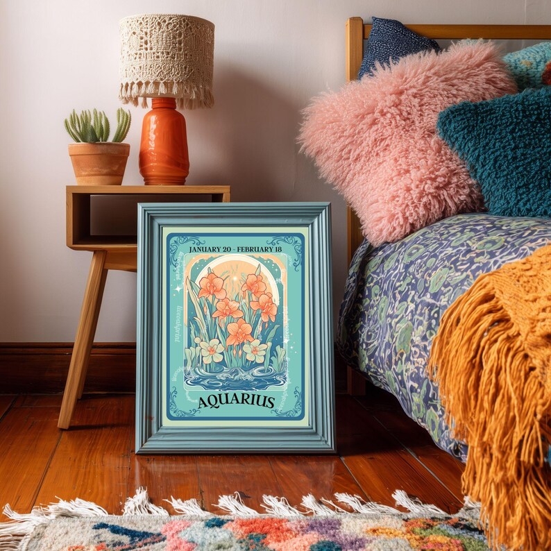 Waterman Tarot Print – Waterman cadeau, Waterman Art Print dierenriem kunst aan de muur astrologie decor lucht teken muur afdrukken januari verjaardagscadeau afbeelding 8