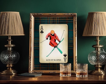 Vintage Ski Wall Art - Retro Skiing Art Print Ski Lodge Decor Skier Gift Idea Skiing Artwork Winter Wall Art