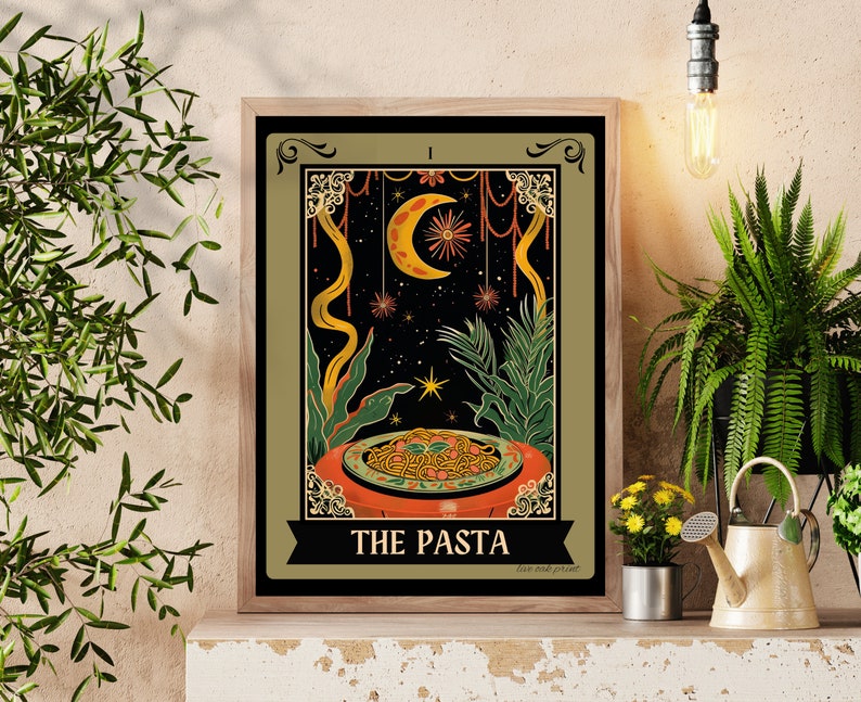 The Pasta Tarot Card - Pasta Kitchen Sign - Witchy Kitchen Art - Witchy Kitchen Sign - Pasta Bar Sign - Pasta Lover Gift - Pasta Art Print bild 1